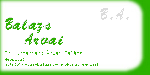 balazs arvai business card