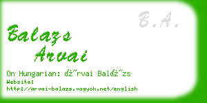 balazs arvai business card